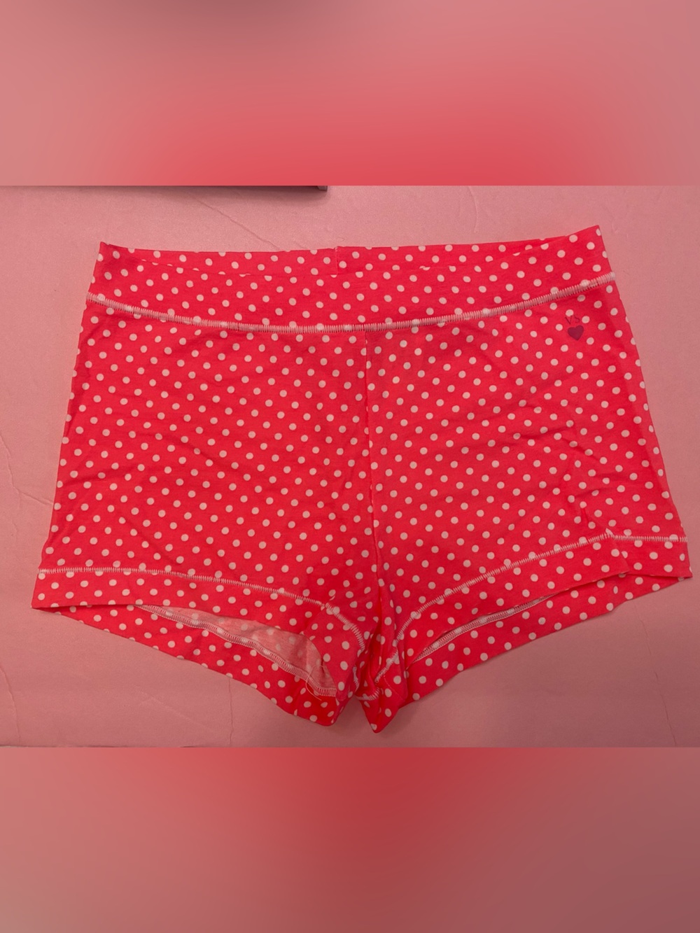 2012 Victoria’s Secret sleep shorts neon orange & white polka dots RARE